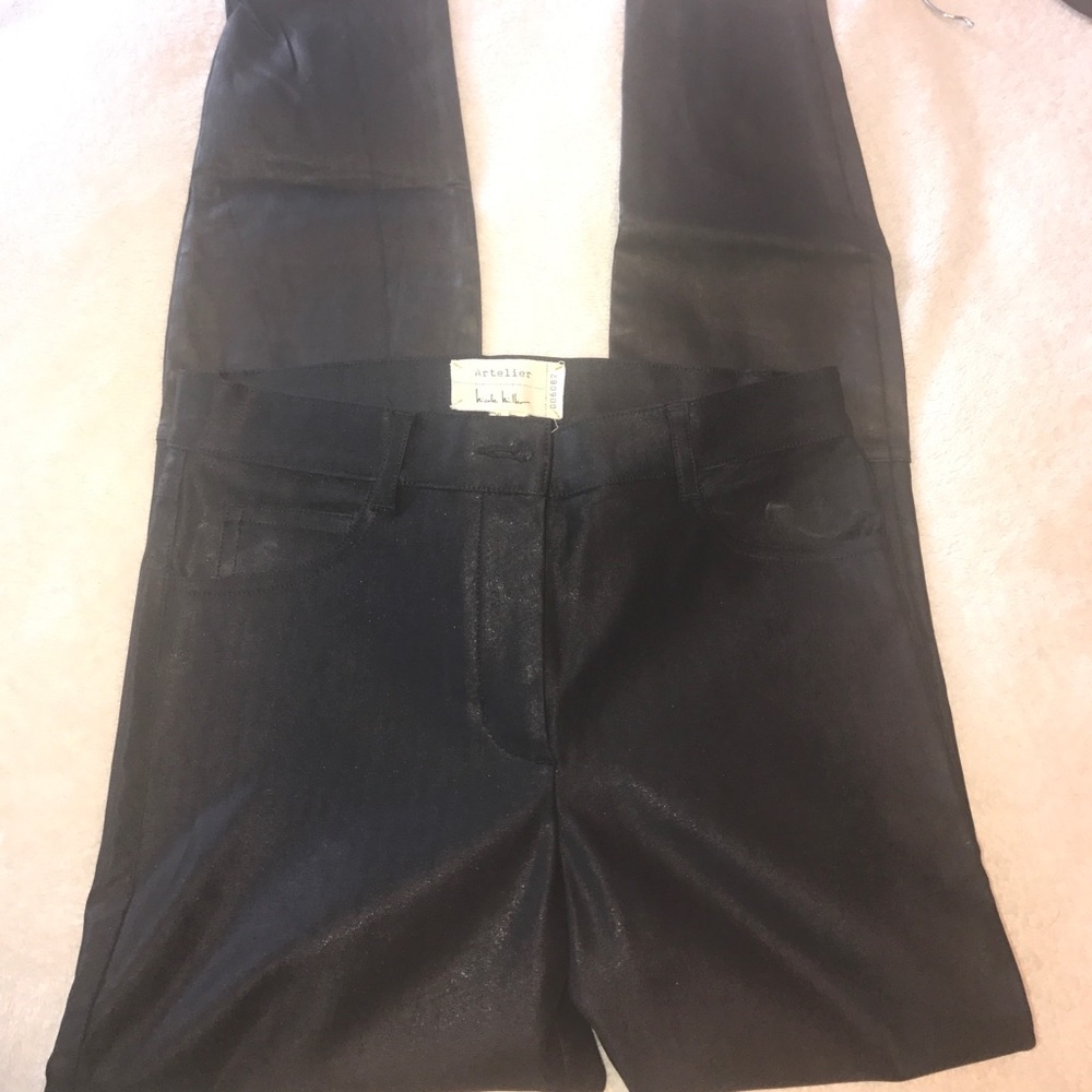 Nicole Miller Black coated pants NWOT